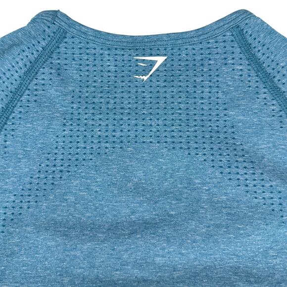 GYMSHARK Vital Seamless 2.0 Long Sleeve Top Sz Small Tahoe Teal Marl - Picture 6 of 6